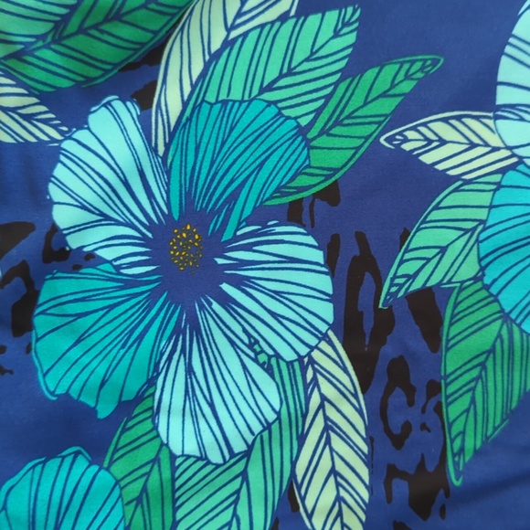 Tropical Escape Floral Strappy Padded Tankini Swim Top 10 Blue Green - Picture 6 of 14